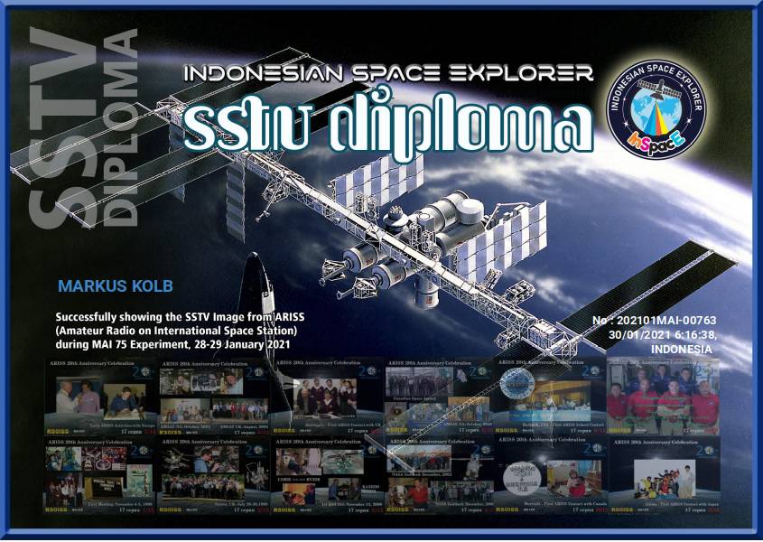 Inspace ARISS SSTV Diploma
